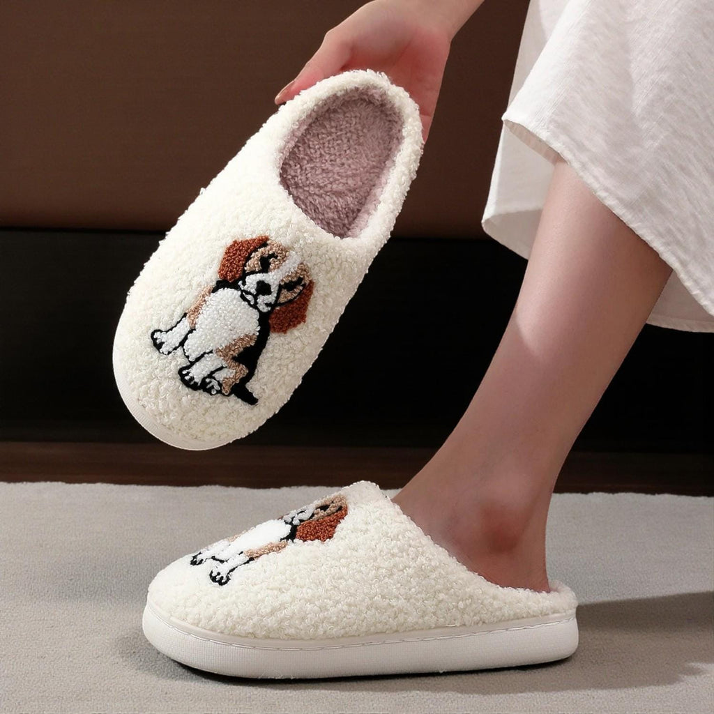 Weiche Plüsch-Hausschuhe für Hundeliebhaber – Beagle Indoor-Schuhwerk für Damen